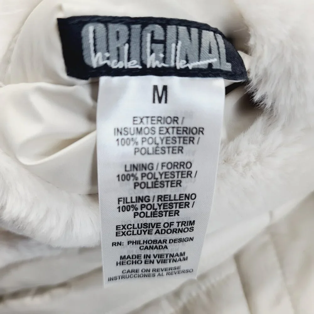 Nicole Miller Women's Icy White Original‎ Sleeveless Quilt Snow Puffer Vest Sz M